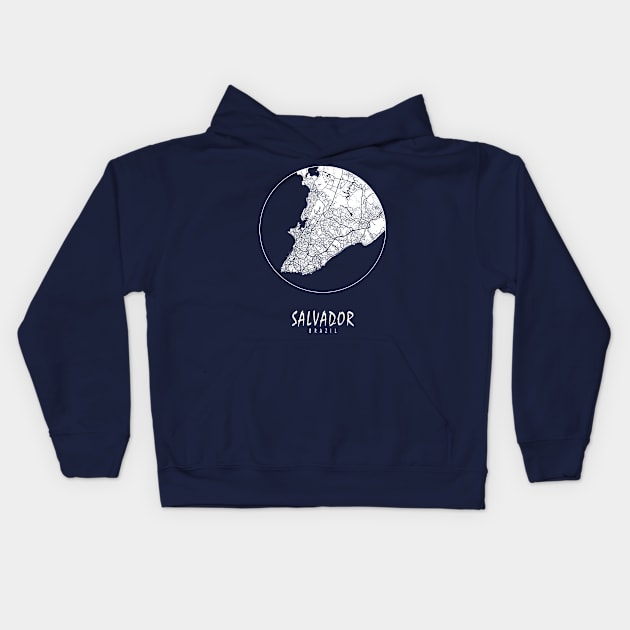 Salvador, Brazil City Map - Full Moon Kids Hoodie by deMAP Studio